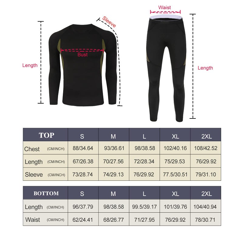MEETYOO Thermal Underwear for Men, Winter Gear Long Johns Base Layer Top and Bottom Set for Skiing Running, Black, XX-Large - Image 4