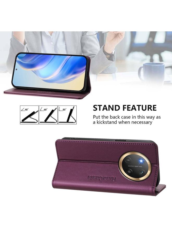 S-TOP Case For Honor X9c Global RC01 Dual-Folded Magnetic Suction RFID Leather Phone Case - Image 4