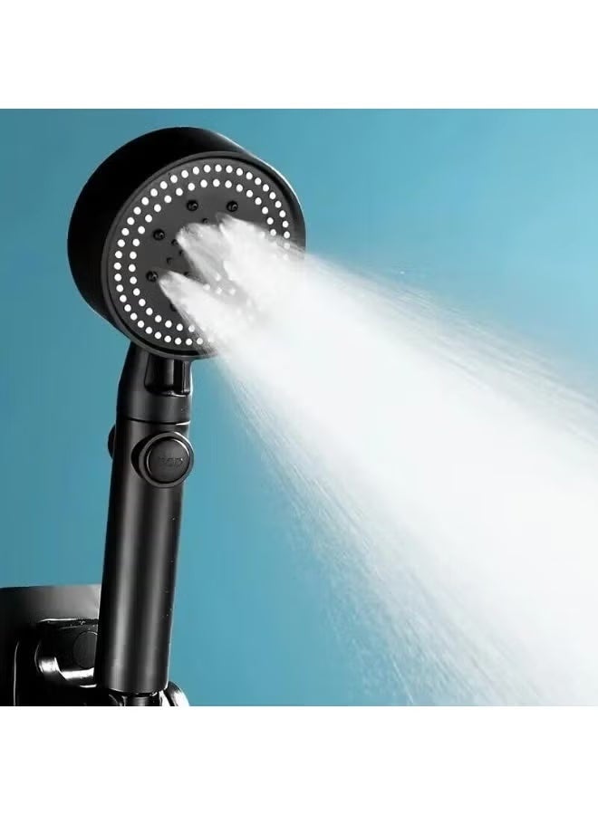 High Pressure Shower Head, Hand Shower, Water-Saving Shower Head, 5 Modes Water-Saving Shower Head, Adjustable Shower Head, One Button Stop (Black) - Image 1