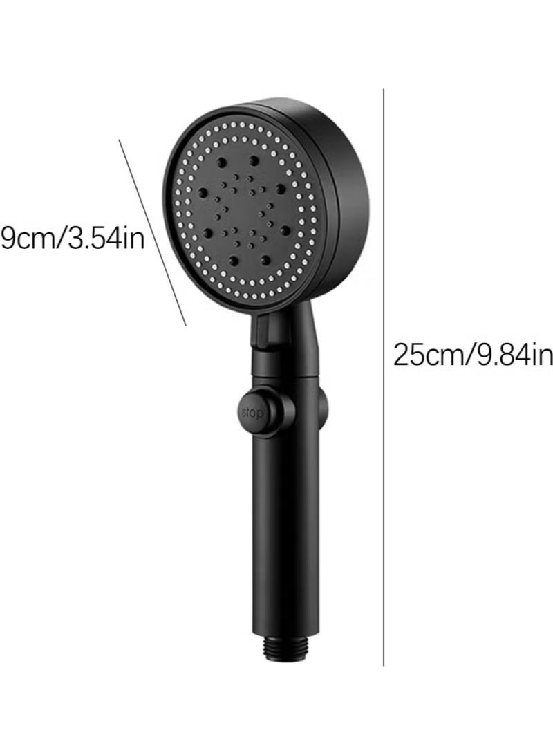High Pressure Shower Head, Hand Shower, Water-Saving Shower Head, 5 Modes Water-Saving Shower Head, Adjustable Shower Head, One Button Stop (Black) - Image 2
