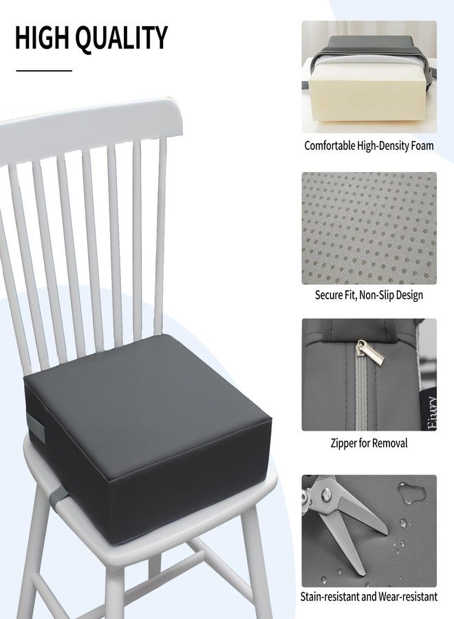 Eiury Toddler Booster Seat Dining Table Kitchen Chair, Waterproof Anti-Scratch PU Cushion, Non-Slip Bottom, Adjustable Buckle Straps, Easy Clean Portable Seat Cushion (Dark Grey) - Image 4