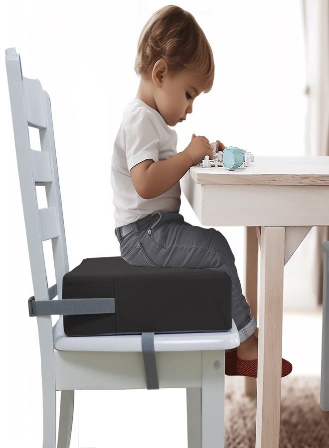 Eiury Toddler Booster Seat Dining Table Kitchen Chair, Waterproof Anti-Scratch PU Cushion, Non-Slip Bottom, Adjustable Buckle Straps, Easy Clean Portable Seat Cushion (Dark Grey) - Image 1