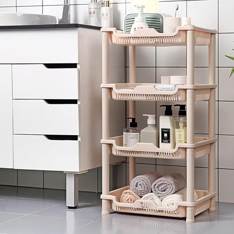VHG Plastic Stand Rack with 4 Tiers for Kitchen Bathroom or Dressing Table Multipurpose Storage Unit Suitable for Fruits Vegetables Toiletries Etc - Image 1