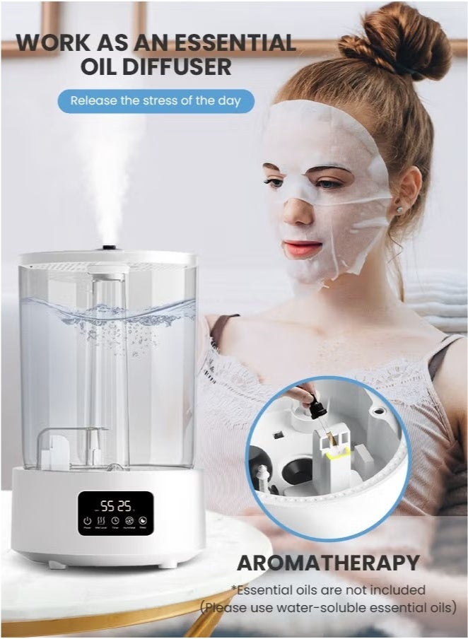 داكس مرطب هواء بالموجات فوق الصوتية بسعة 5 لتر مع موزع للزيوت الأساسية – تعبئة علوية، منظم رطوبة ذكي، مؤقت وضوء ليلي – رذاذ بارد هادئ لغرف النوم والغرف الكبيرة - Image 5