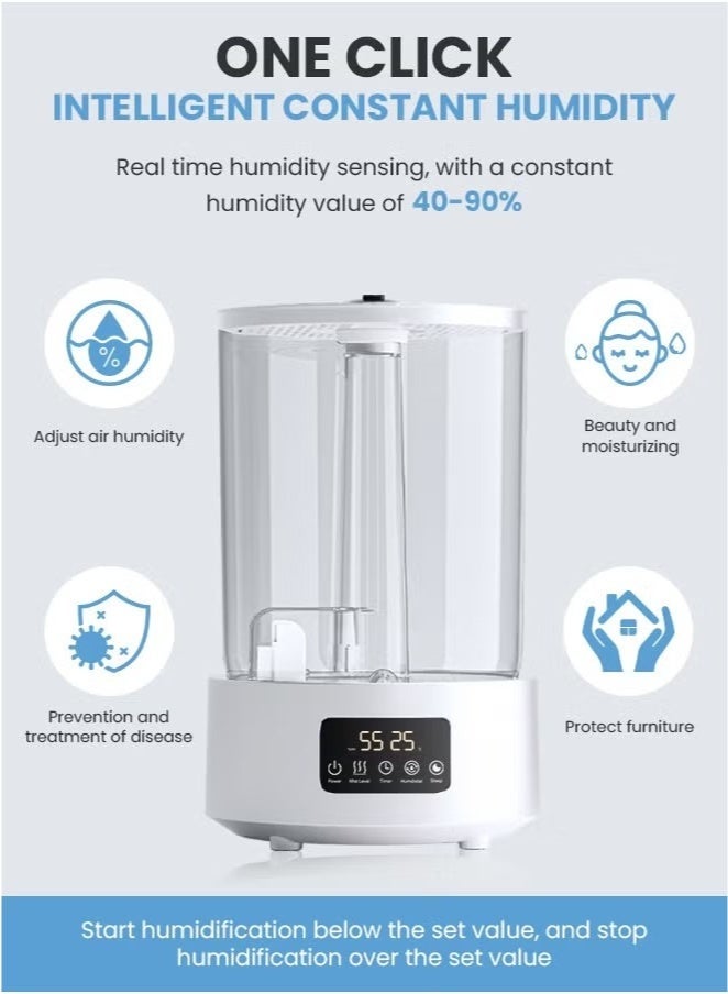 DAKS 5L Ultrasonic Cool Mist Humidifier with Essential Oil Diffuser – Top-Fill, Smart Humidistat, Timer & Night Light – Ultra-Quiet Cool Mist for Bedroom & Large Room - Image 5