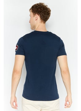 Canadian Peak Men V Neck Short Sleeves Graphic Printed T-Shirt, Navy Combo  - Image 3