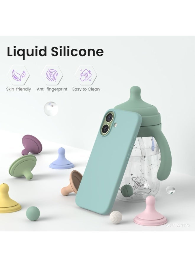 Compatible with iPhone 17 Case Slim Liquid Silicone 4 Layers Soft Gel Rubber Shockproof Protective Phone Case with Anti Scratch Microfiber Lining (Turqoise) - Image 3