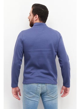 Tailor Vintage Men Mock Neck Long Sleeve Solid Sweatshirt, Sage Blue  - Image 4