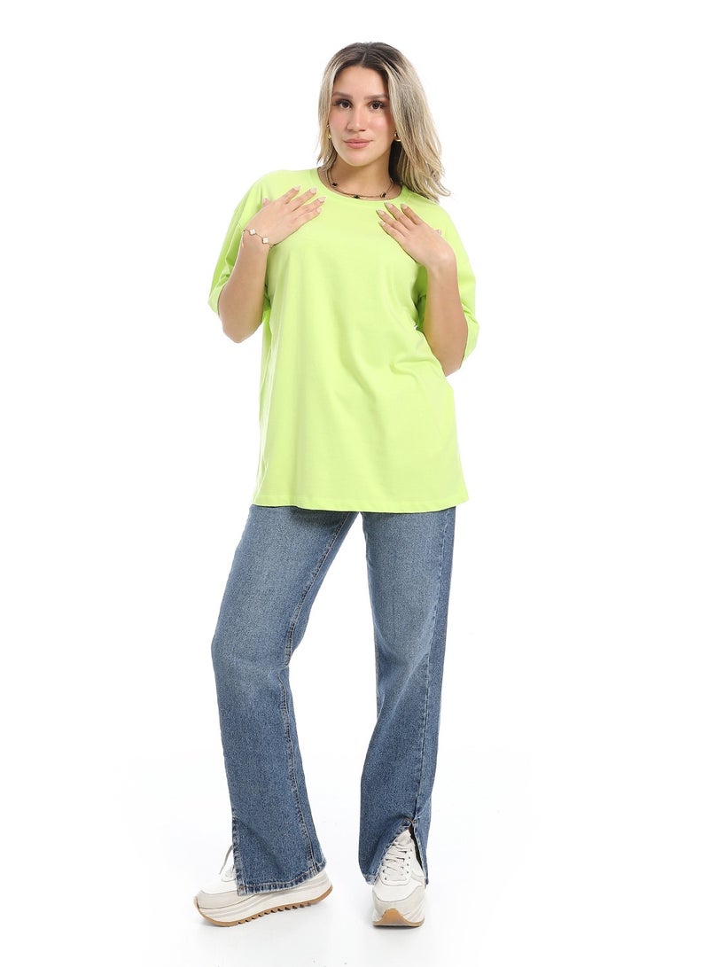 Oversized Plain Cotton T-Shirt_ Lemon