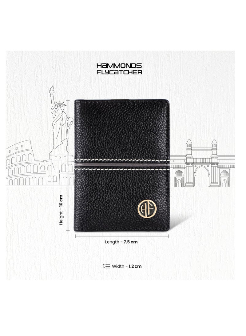  هاموندز فلاي كاتشر محفظة بطاقات جلدية للرجال، حامل بطاقات ائتمان، محفظة بطاقات ائتمان نحيفة قابلة للطي مع حماية  للرجال،  خانات للبطاقات، زر كبس معدني، أسود - Image 3