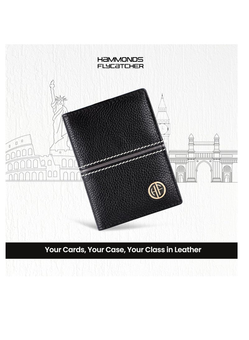 هاموندز فلاي كاتشر محفظة بطاقات جلدية للرجال، حامل بطاقات ائتمان، محفظة بطاقات ائتمان نحيفة قابلة للطي مع حماية  للرجال،  خانات للبطاقات، زر كبس معدني، أسود - Image 5