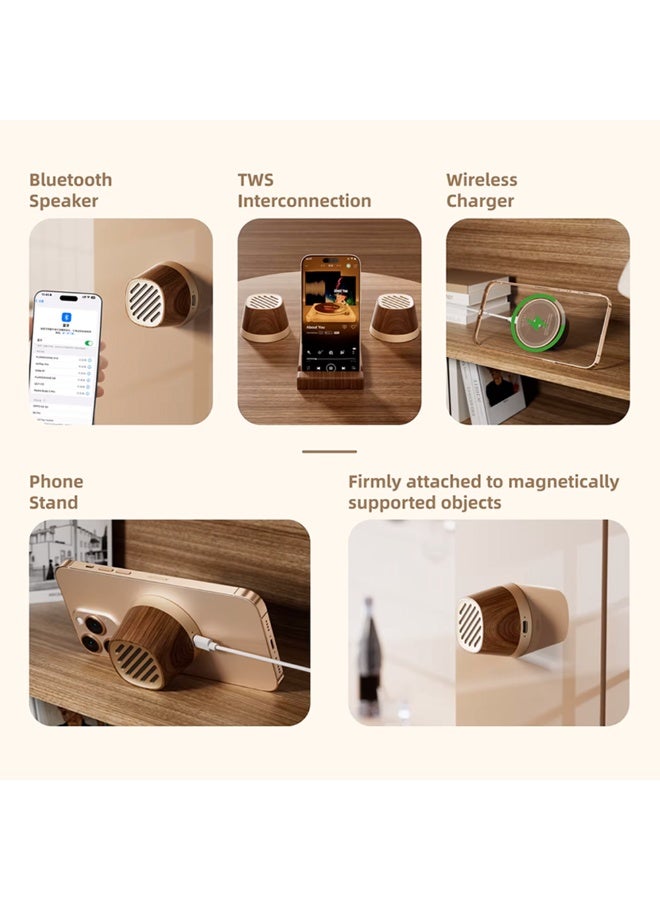 Ezvalo K13 4-in-1 magnetic Charger & Mini Speaker – Bluetooth Wireless Speaker with Fast Charging, Phone Stand & Magnetic Mount, TWS Pairing, Multi-Angle Viewing for iPhone & Qi-Enabled Devices - Image 4