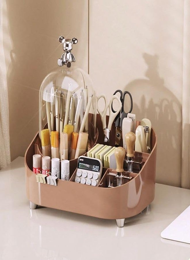 Furret Transparent Cosmetic Storage Box with Clear Cover - Makeup Organizer Display Case with Brush Holder & Lipstick Rack Stylish Look - Image 1