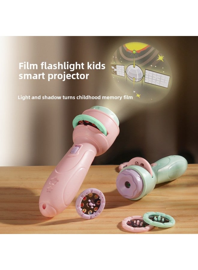 Projection Flashlight Children's Toys Kindergarten Cognitive Puzzle Early Education Luminous Projector Gift Stall-Color:[opp Bag] Romantic Pink/with 168 Patterns