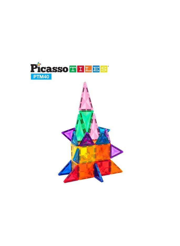 PicassoTiles - Picasso Magnetic Mini Diamond Building 40-Pieces | Building Blocks | Educational Toy Set | Construction Building Kit for Child Brain Development - Image 1