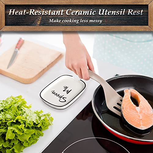 DAYYET Ceramic Spoon Rest for Stove Top, Large Spoon Holder for Kitchen Counter, White Coffee Spoon Rest, Heat-Resistant Cooking Utensil Rest, Modern Farmhouse Kitchen Décor - Image 4