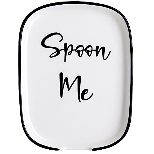 DAYYET Ceramic Spoon Rest for Stove Top, Large Spoon Holder for Kitchen Counter, White Coffee Spoon Rest, Heat-Resistant Cooking Utensil Rest, Modern Farmhouse Kitchen Décor - Image 1