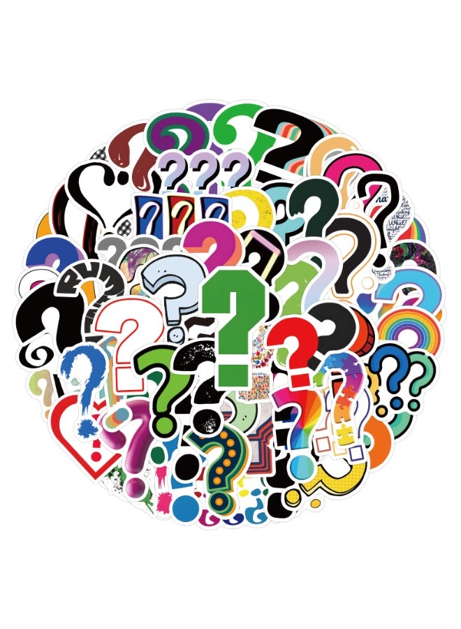 NIBEMINENT 120 Pcs Cartoon Question Mark Deco Kit Waterproof Stickers, High Definition Printing Bright Colors, Suitable for Laptop Skateboard Luggage Water Bottle Guitar DIY - Image 1