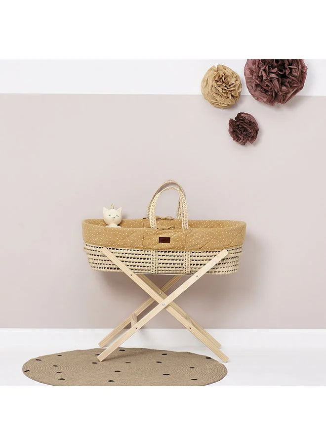 The Little Green Sheep Natural Knitted Baby Moses Basket And Mattress From 0 - 4 Months