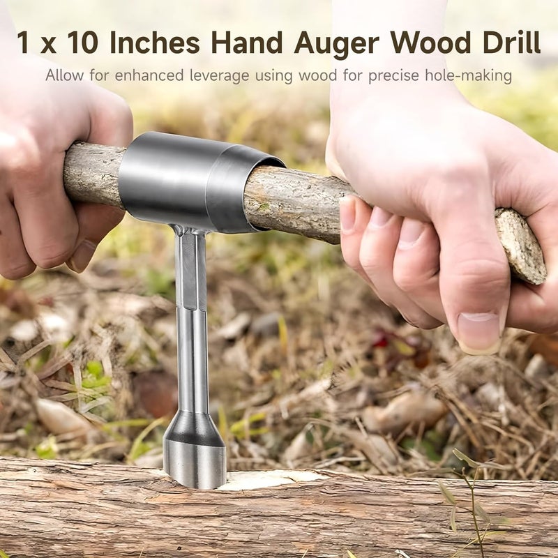 Eye 10-Inch Hand Auger Drill Set, Manual Drill With Wrench, Leather Pouch For Woodworking & Bushcraft - Image 3