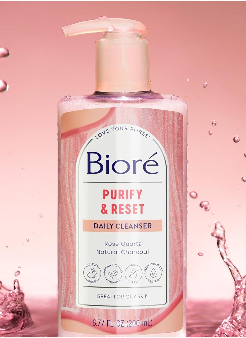 Biore Bioré Rose Quartz + Charcoal Daily Purifying Cleanser, Oil Free Facial Cleanser Energizes Skin, Dermatologist Tested and Cruelty Free, 6.77 oz, Packaging May Vary  - Image 2