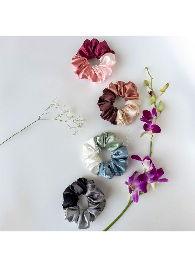 Silvr Bear Satin Scrunchies for Women - Triple Tone - Scrunchies Set - 4 pack - Best Gift - Image 4