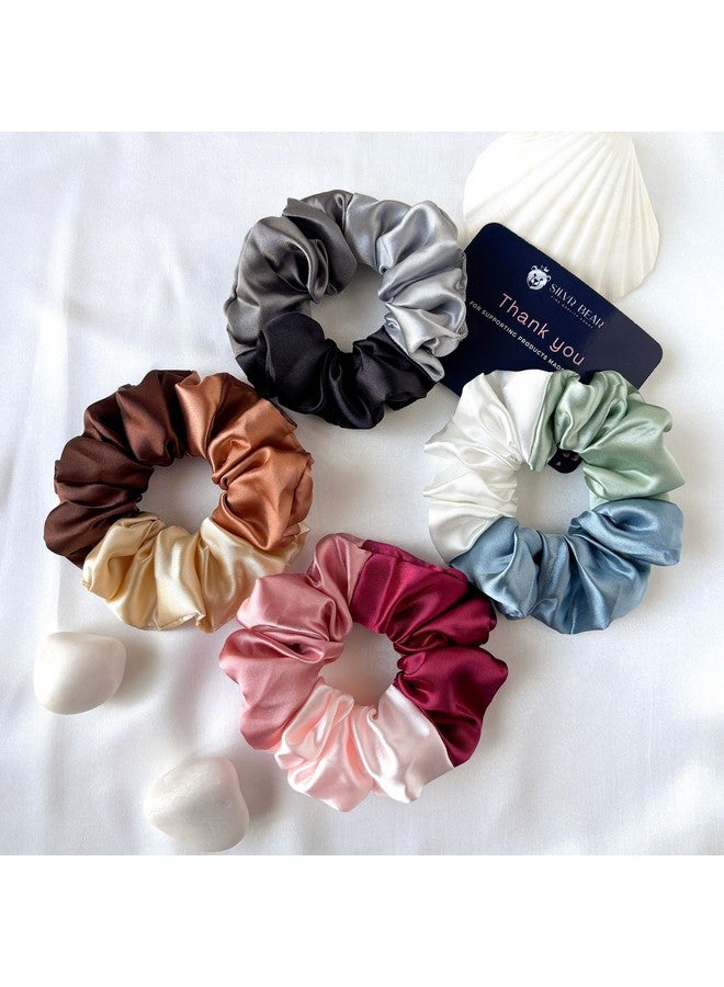 Silvr Bear Satin Scrunchies for Women - Triple Tone - Scrunchies Set - 4 pack - Best Gift - Image 1