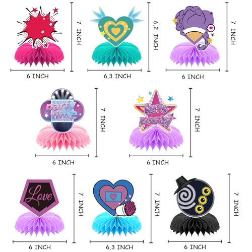 JU XIN 8Pcs Purple Demon Birthday Party Supplies Hunters Honeycomb CenterpiecesSinger Movie Theme 3D Table Decorations - Image 5