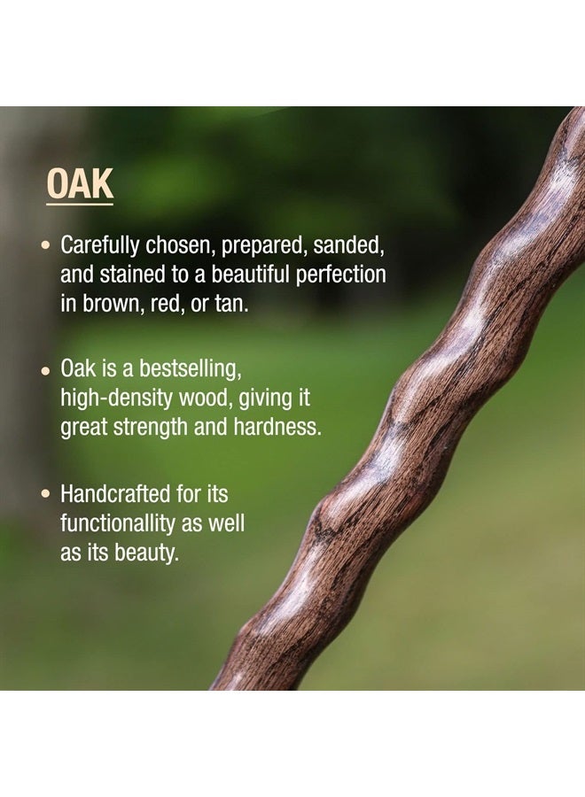 Brazos Handcrafted Wood Walking Stick, Twisted Oak, Trekker Style Handle, for Men & Women, Made in the USA, Brown, 55" - Image 2