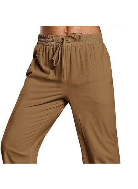 Generic - 2023 Mens Cotton Linen Trousers Casual Solid Breathable Pants Black - Image 1