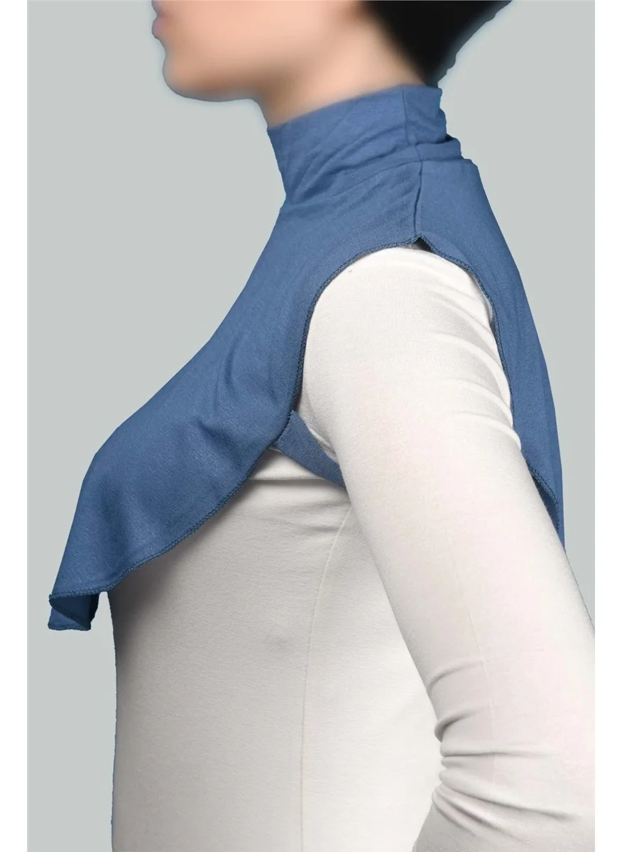 Altobeh Plain Turtleneck Turtleneck Combed Cotton Hijab Neck Collar - Light Denim