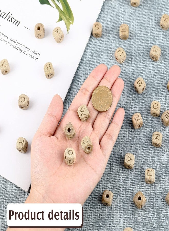 Civaner 260 Pcs Cube Beech Wood Beads 12 mm Natural Wooden Loose Alphabet Letter Beads Bulk for Jewelry Making and DIY Craft Projects Bracelets - Image 4