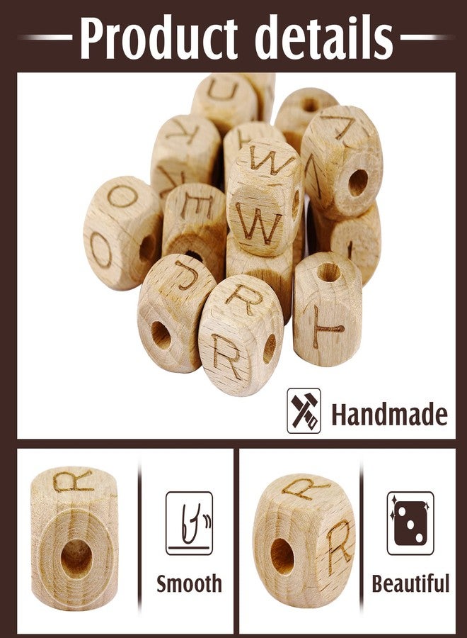 Civaner 260 Pcs Cube Beech Wood Beads 12 mm Natural Wooden Loose Alphabet Letter Beads Bulk for Jewelry Making and DIY Craft Projects Bracelets - Image 3