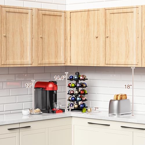 EVERIE Rotary Coffee Pod Capsules Carousel Holder Organizer Compatible with 40 Nespresso Vertuoline Capsules (Black) - Image 2