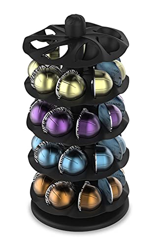 EVERIE Rotary Coffee Pod Capsules Carousel Holder Organizer Compatible with 40 Nespresso Vertuoline Capsules (Black) - Image 1