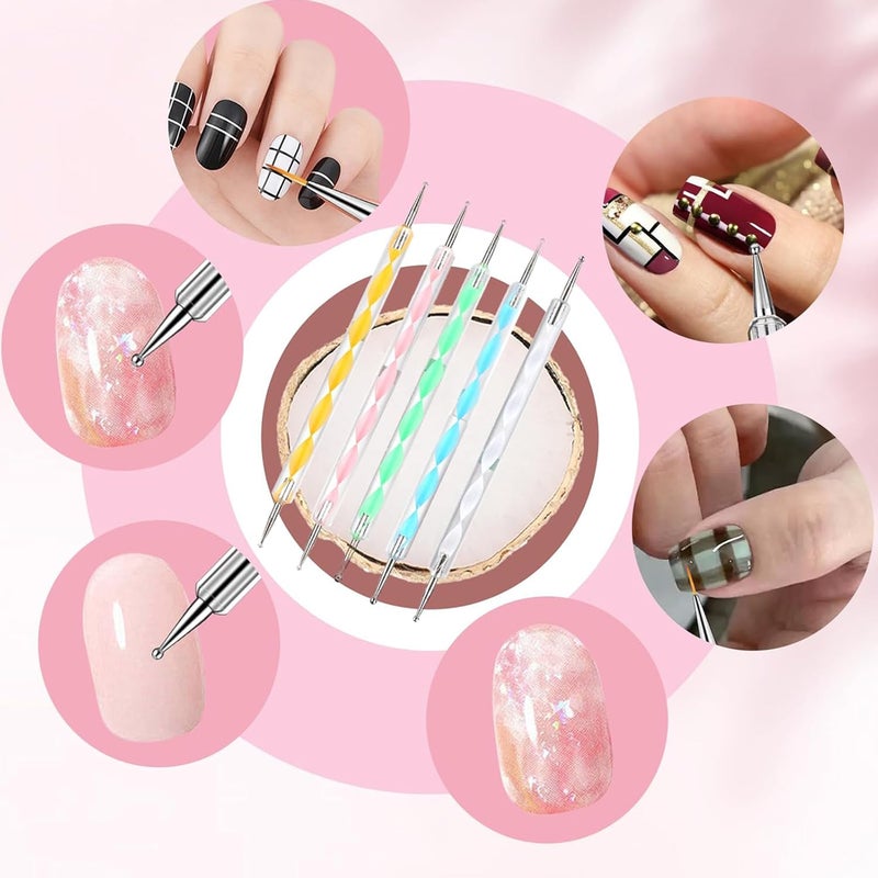 HomTop Nail Art Brush 22 Piece Set, 2 Way Acrylic Silicone Engraving Pen Dotting Pen Tools Nail Art Kit, Resin Nail Art Palette, For Nail Art DIY Home Salon Makeup Display Board (White) - Image 5