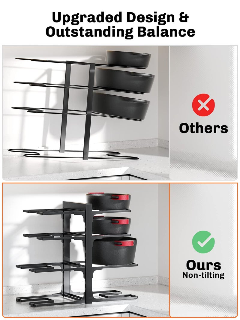 MUDEELA 8-Tier Pots and Pans Organizer under Cabinet, 15.83" Height Heavy Duty Pot Pan Organizer Kitchen Cabinet Organization and Storage, Adjustable Pot Rack for Frying Pan, Cast Iron Skillet, Black - Image 5