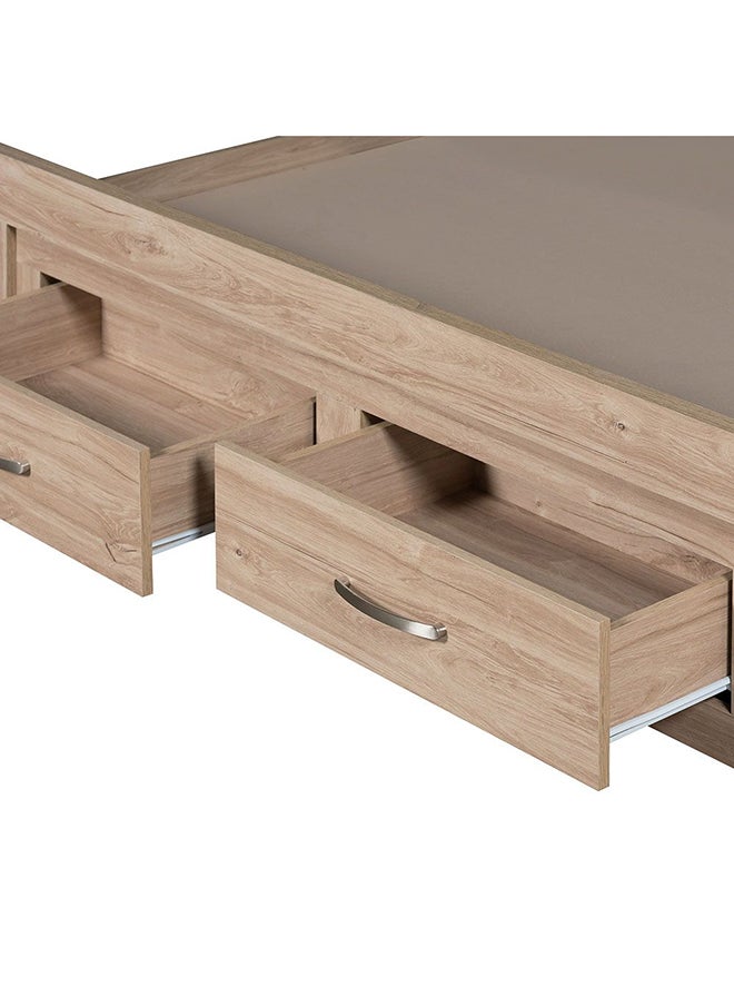 DANUBE HOME Danube Home Bolivar Queen Bed With 2 Front Drawer Storage Sturdy Modern Design Wooden Double Bed Frame Furniture L 207 x W 162 x H 90 cm Vintage Oak  - Image 4