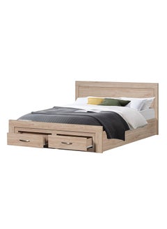 DANUBE HOME Danube Home Bolivar Queen Bed With 2 Front Drawer Storage Sturdy Modern Design Wooden Double Bed Frame Furniture L 207 x W 162 x H 90 cm Vintage Oak  - Image 3