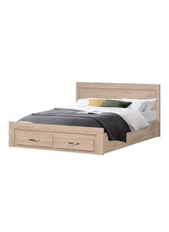 DANUBE HOME Danube Home Bolivar Queen Bed With 2 Front Drawer Storage Sturdy Modern Design Wooden Double Bed Frame Furniture L 207 x W 162 x H 90 cm Vintage Oak  - Image 2