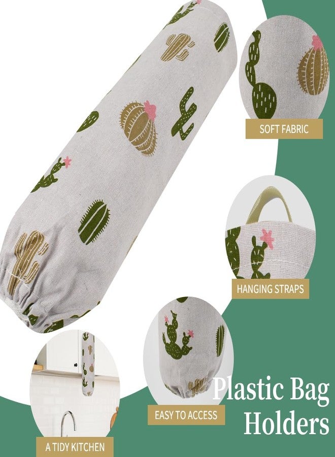 Luckforest 2 Pcs Plastic Bag Holders Reusable Grocery Bag Organizer Large Grocery Bag Wall Mount Storage Dispensers for Home Kitchen(green plants) - Image 2
