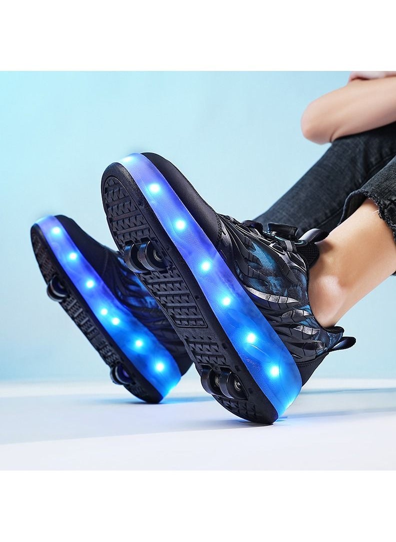 Joshberg LED Flash Light Sneaker Skate Shoes with Wheels USB Charging Roller Skates Shoes  - Image 3