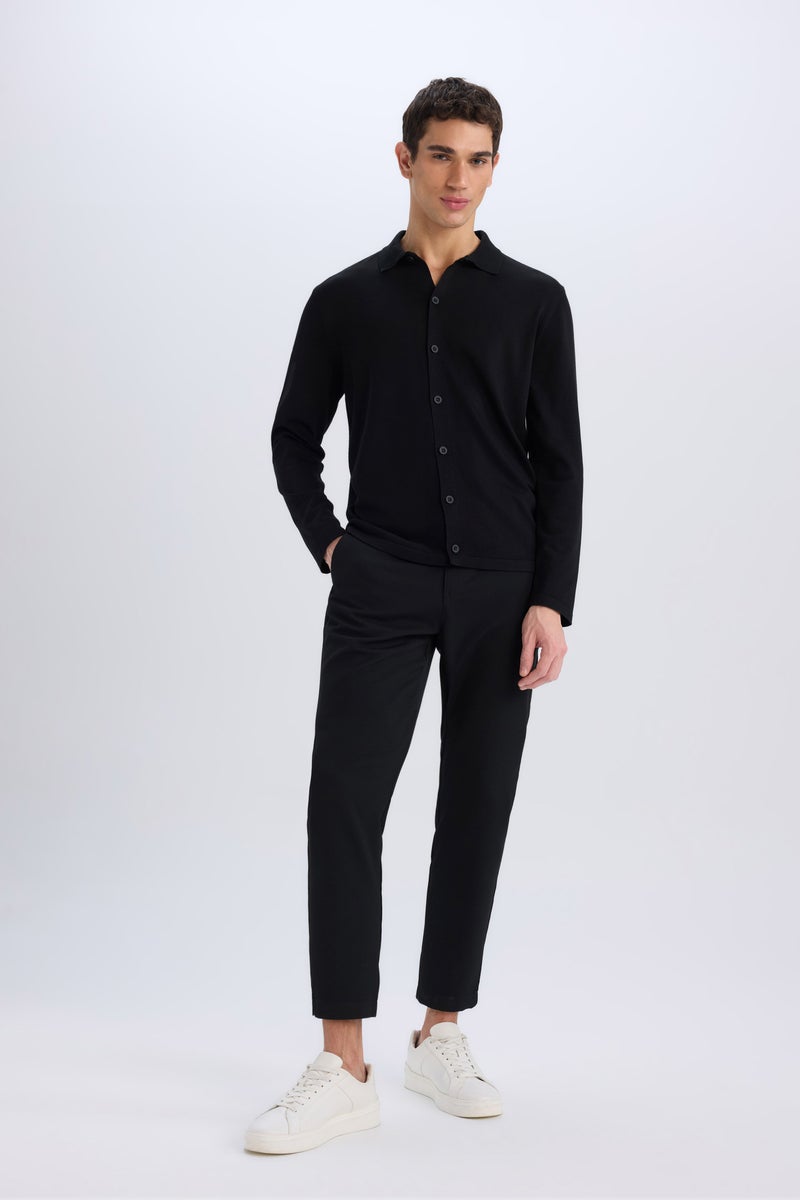 DeFacto Black Man Standard Fit Polo Collar Knitwear Cardigan Casual - Image 2