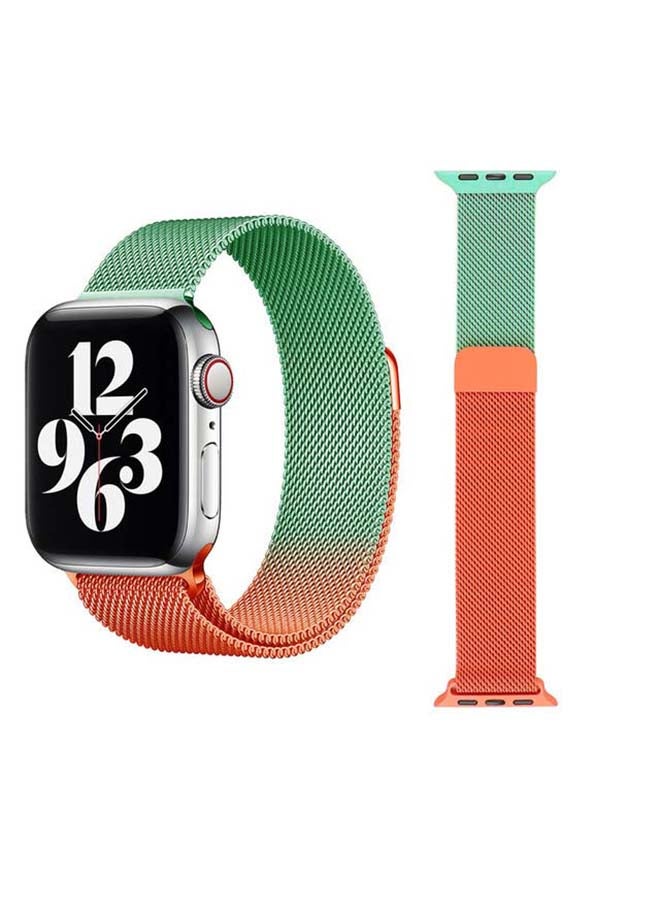 Perfii Gradient Milanese Replacement Band For Apple Watch Series 6/SE/5/4/3/2/1 Orange/Light Blue - Image 1