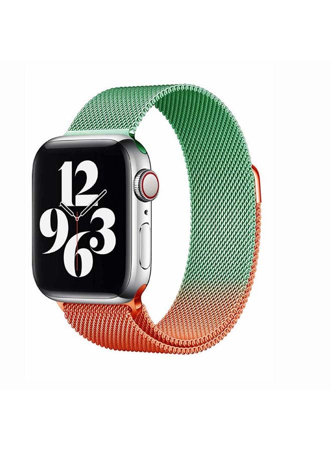 Perfii Gradient Milanese Replacement Band For Apple Watch Series 6/SE/5/4/3/2/1 Orange/Light Blue - Image 2