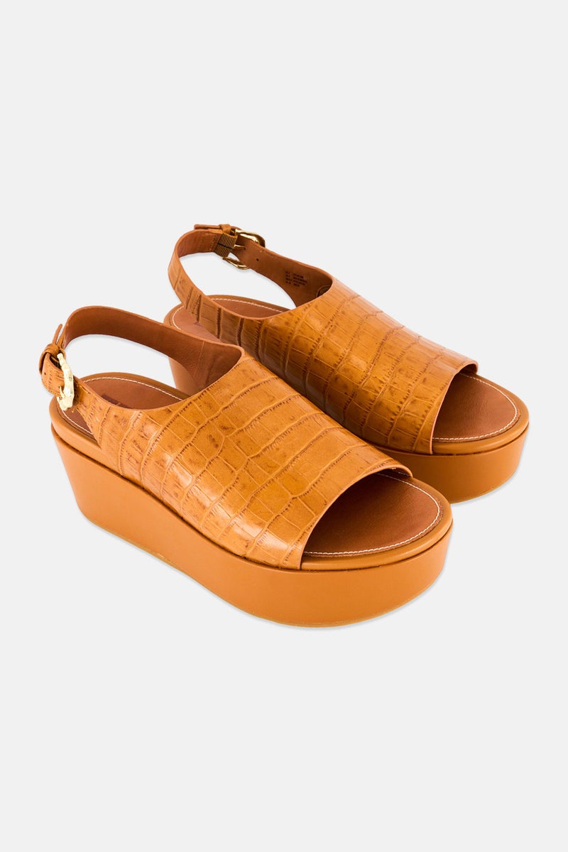 FitFlop Women Eloise Croc-Print Adjustable Buckle Closure Sandals, Brown - Image 1