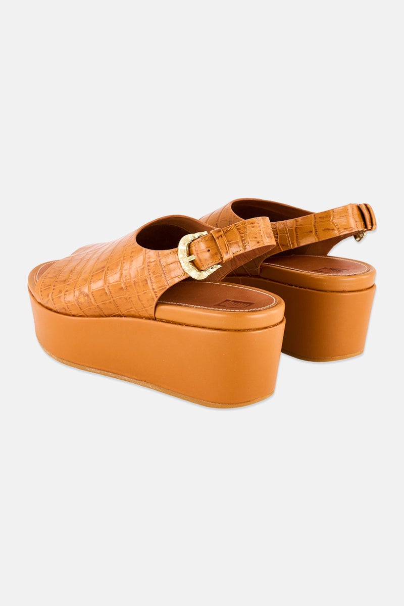 FitFlop Women Eloise Croc-Print Adjustable Buckle Closure Sandals, Brown - Image 3