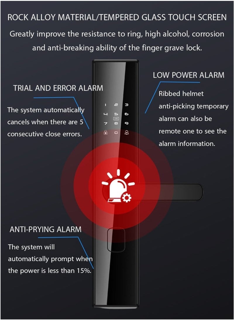 Arabest Smart Door Lock with Fingerprint, 5 in 1 unlock, Keypad, Card & Key Access | Auto Lock | TT Bluetooth App Control | Aluminum Body with Touch Panel,Keyless Entry for Room, Garage, Office, Apartment - Image 3