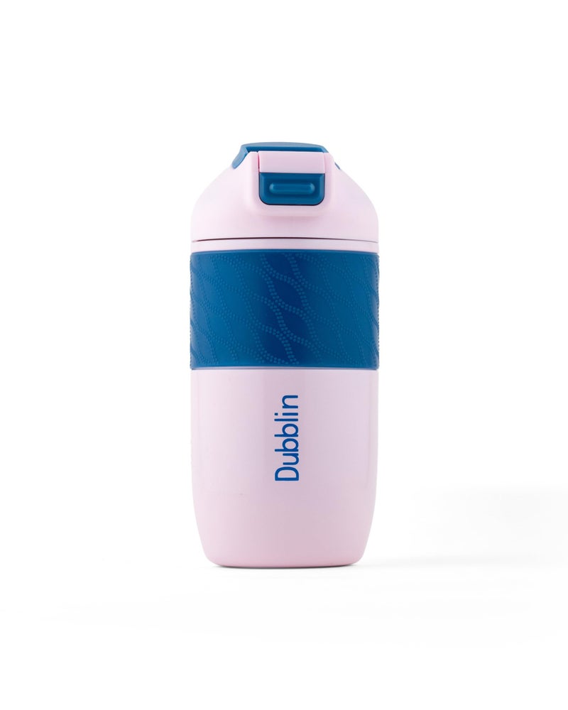 Dubblin Insta Stainless Steel Tea & Coffee Mug | Double Wall Vacuum Insulated Travel Mug with Handle & Leak-Proof Lid | Wide Mouth Tumbler Thermo Flask- Keeps Hot 6 Hrs & Cold 12 Hrs, 520ML- Pink - Image 1