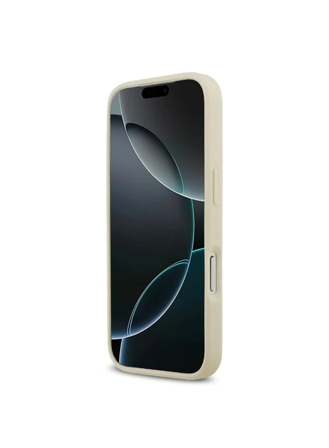 كارل لاغرفيلد جراب iPhone 17 Pro Max / غطاء خلفي من جلد البولي يوريثان مع شعار Karl Script بيج